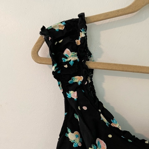 Free People Black Lemon Print Linen Like A Lady Mini Dress - Picture 5 of 12